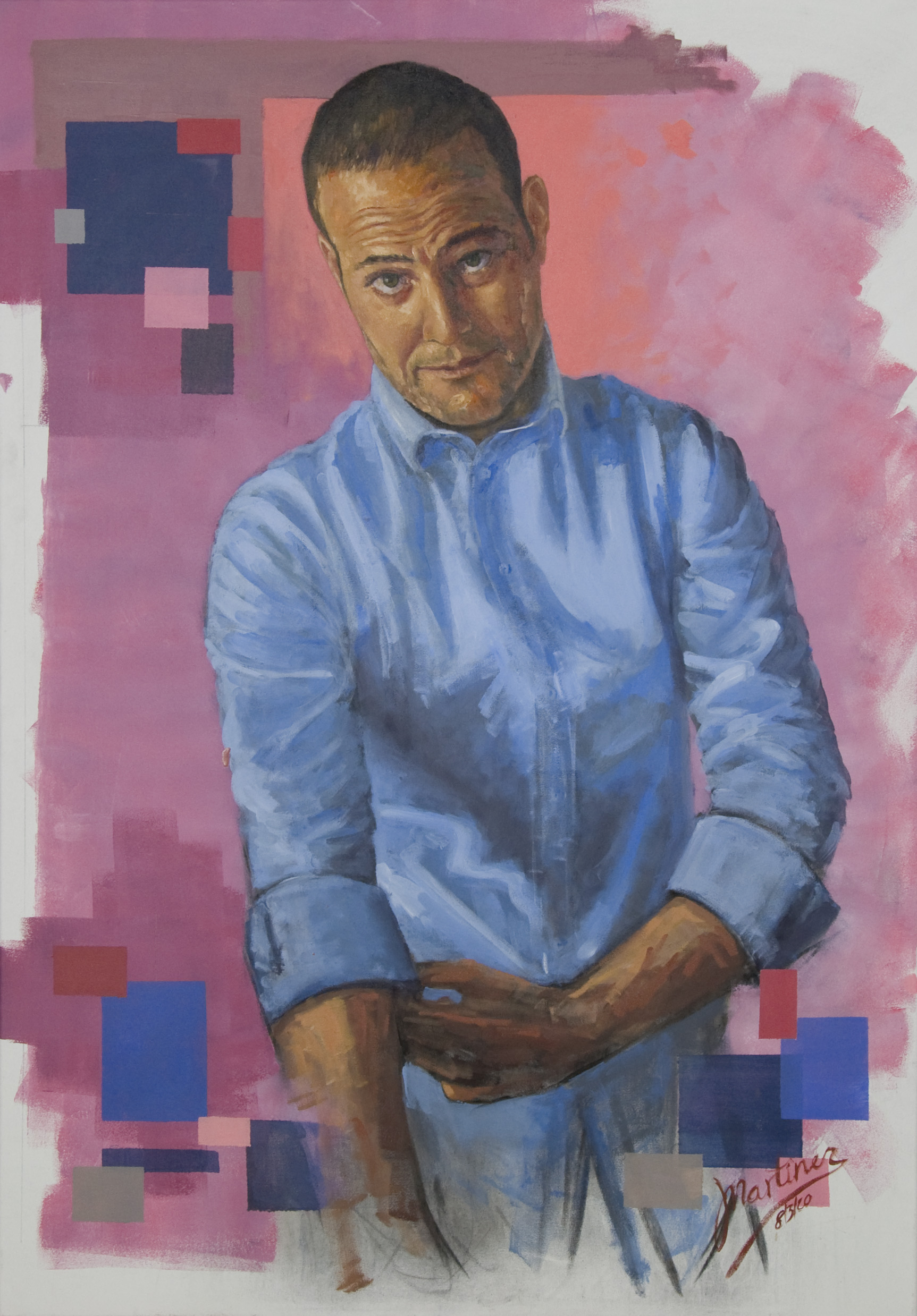 Autoretrato en rosa y azul